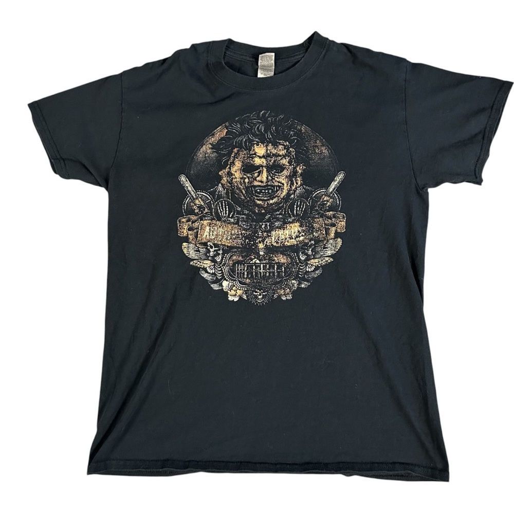Leatherface Horror Halloween T-Shirt Gildan Heavy Cotton Black Medium